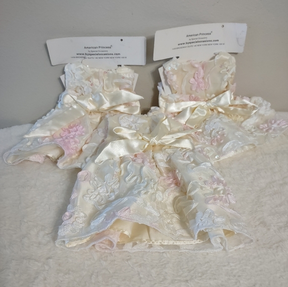 3 American Princess For "18" Girl Doll Dresses Special Occasions Cream&Pink "14" - Picture 13 of 14